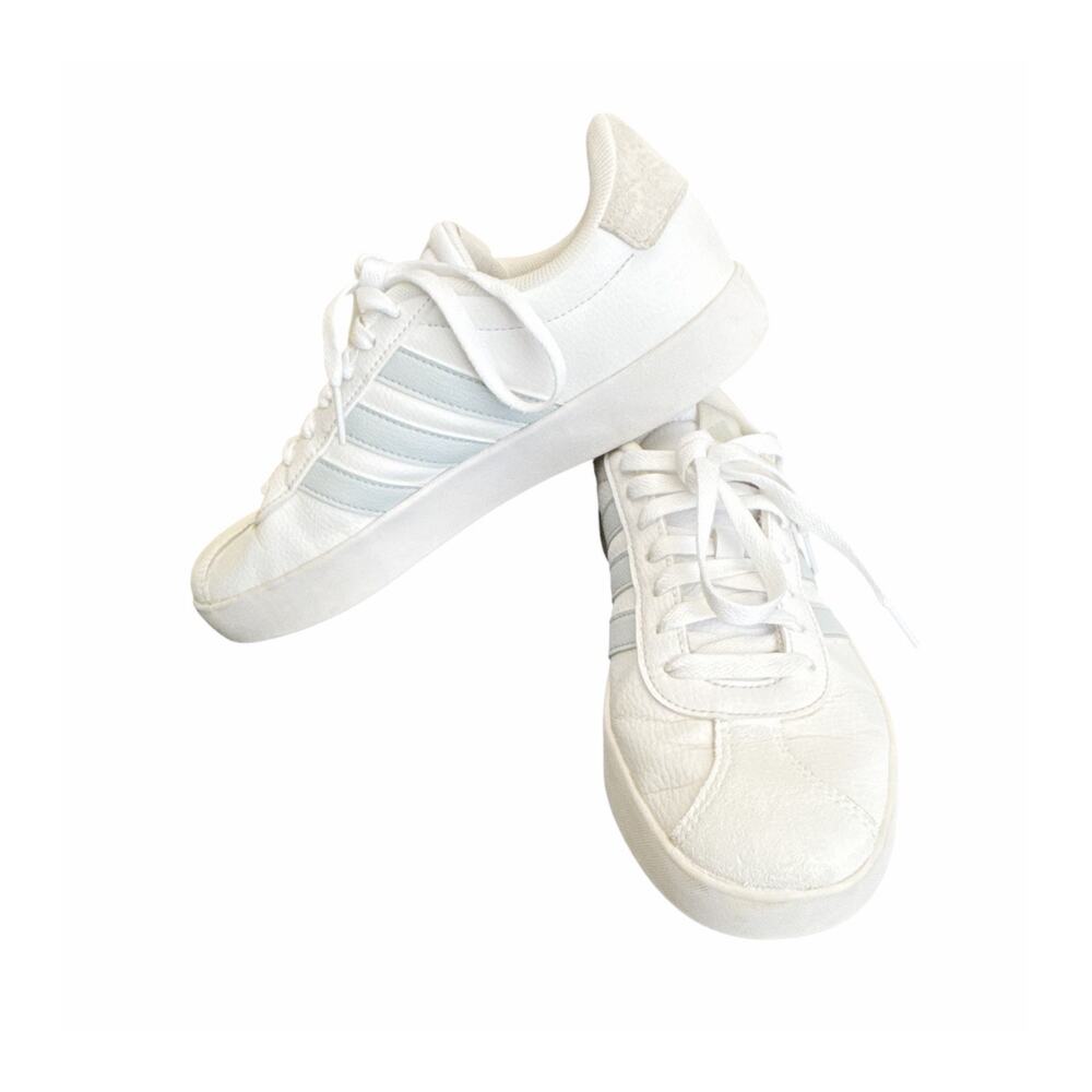 Adidas Court 3.0 Classic Skate Inspired Shoes Sneakers white with Blue Stripes